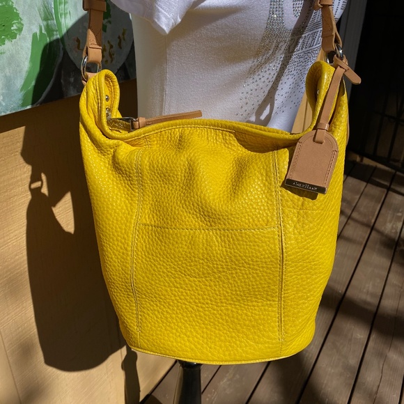 COLE HAAN Crosby Bucket Bag, Yellow Leather - Picture 2 of 4